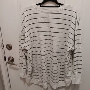 Maurices 3X White Black Striped Knit Long Sleeve Pullover Sweatshirt Women